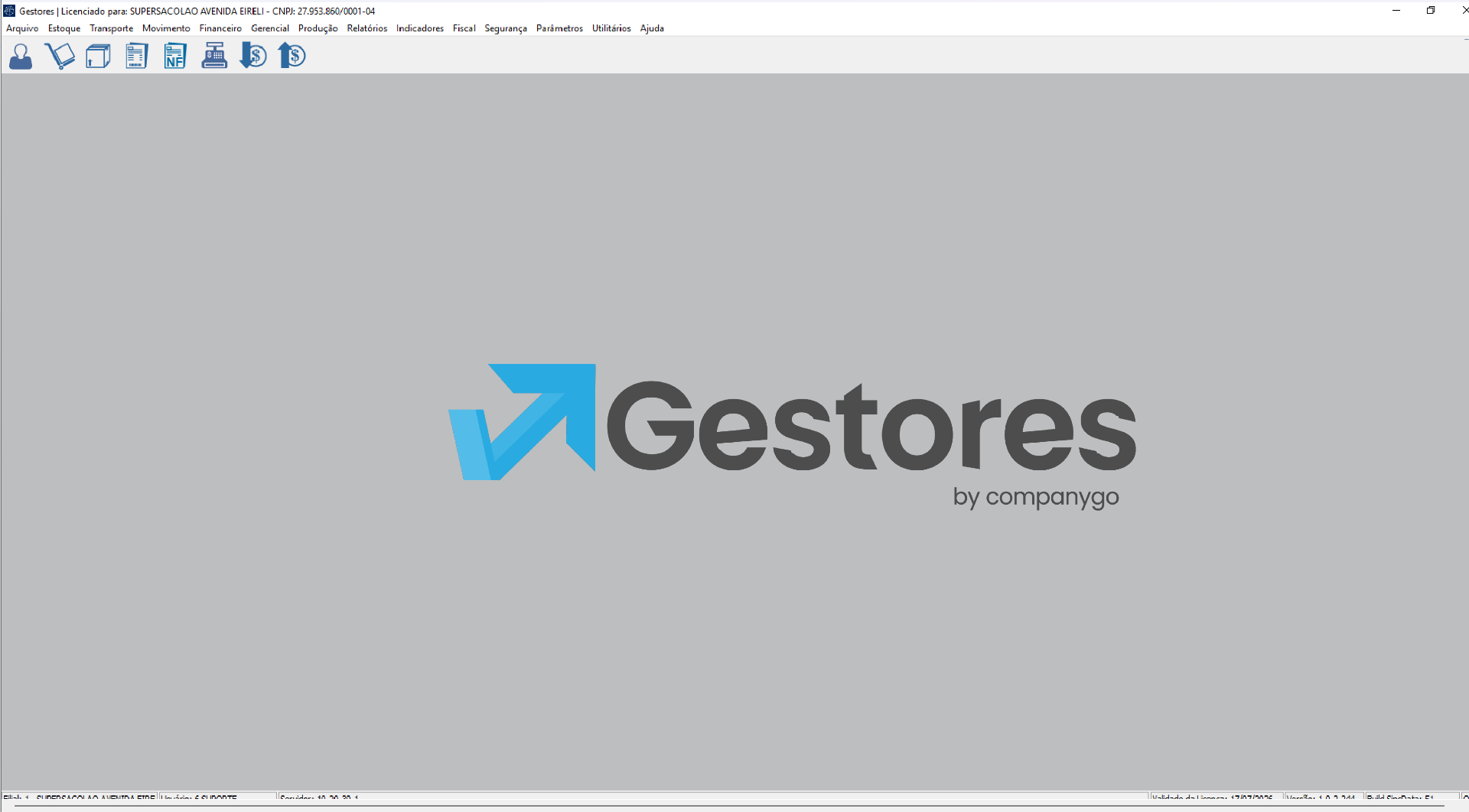 Tela inicial do ERP Gestores by Companygo